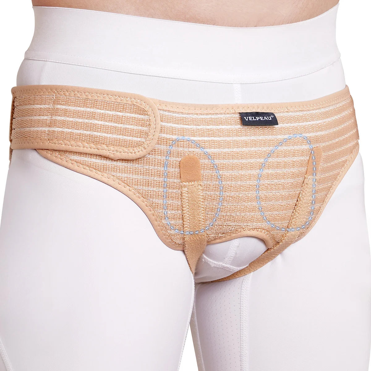 VELPEAU Hernia Belt with 2 Compression Pads, Adjustable Hernia Truss Support for Single/Double Inguinal for Men and Women