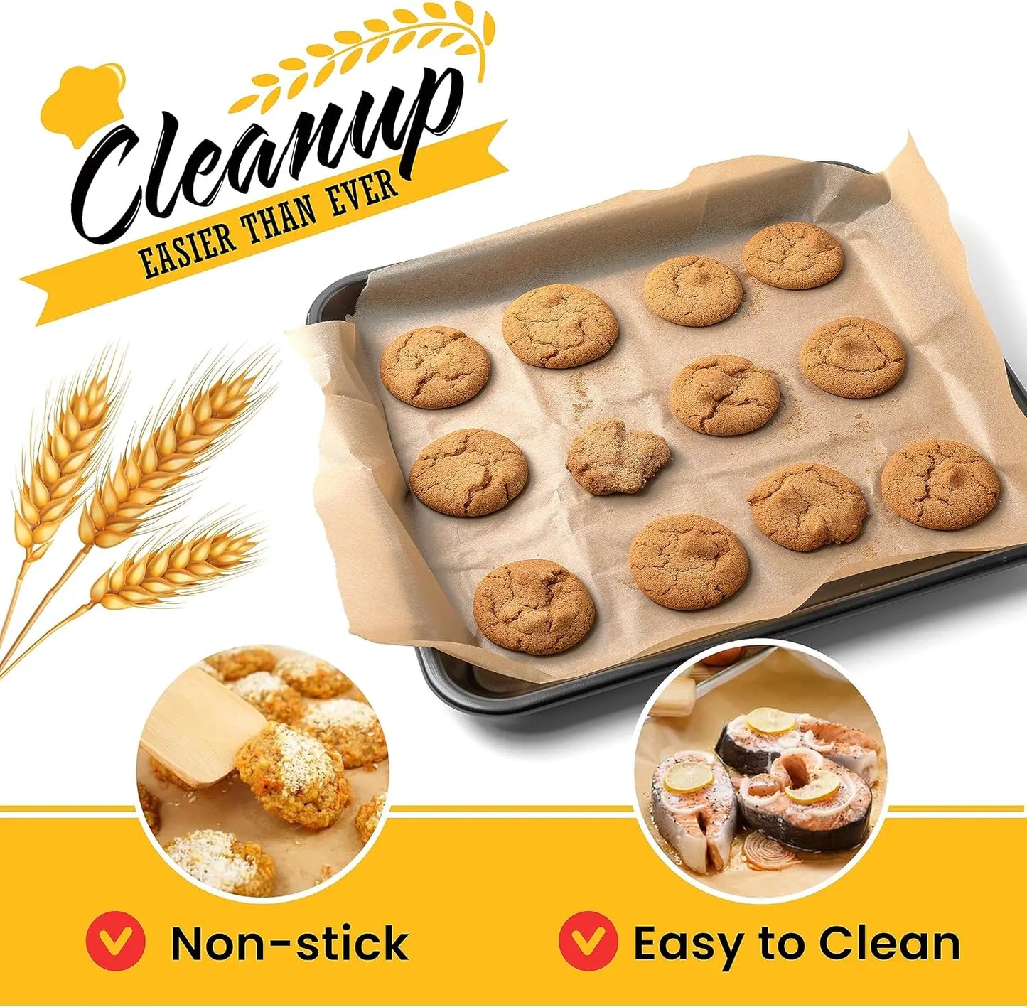 Parchment Paper Roll Non-stick Baking Bread Cake Cookie Egg Dart Paper Sheets For Cooking Grilling Steaming Baking Air Fryer