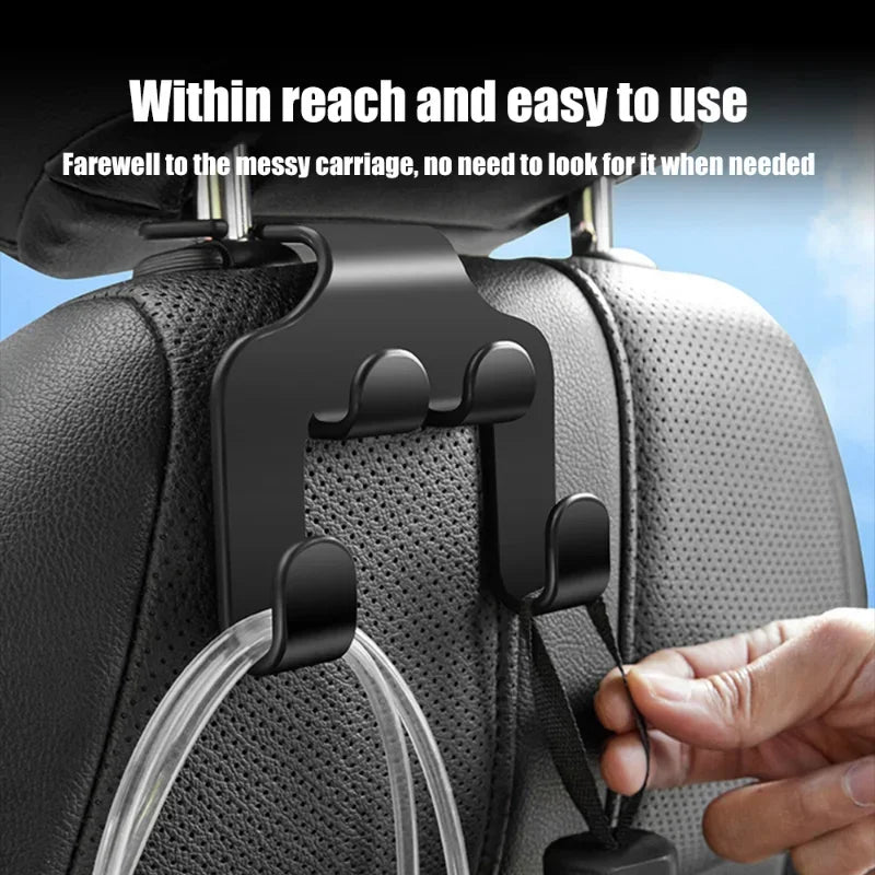 Car Seat Headrest Hook Hanger Black Storage Organizer Universal For Handbag Purse Coat Fit Universal Vehicle Car Holder