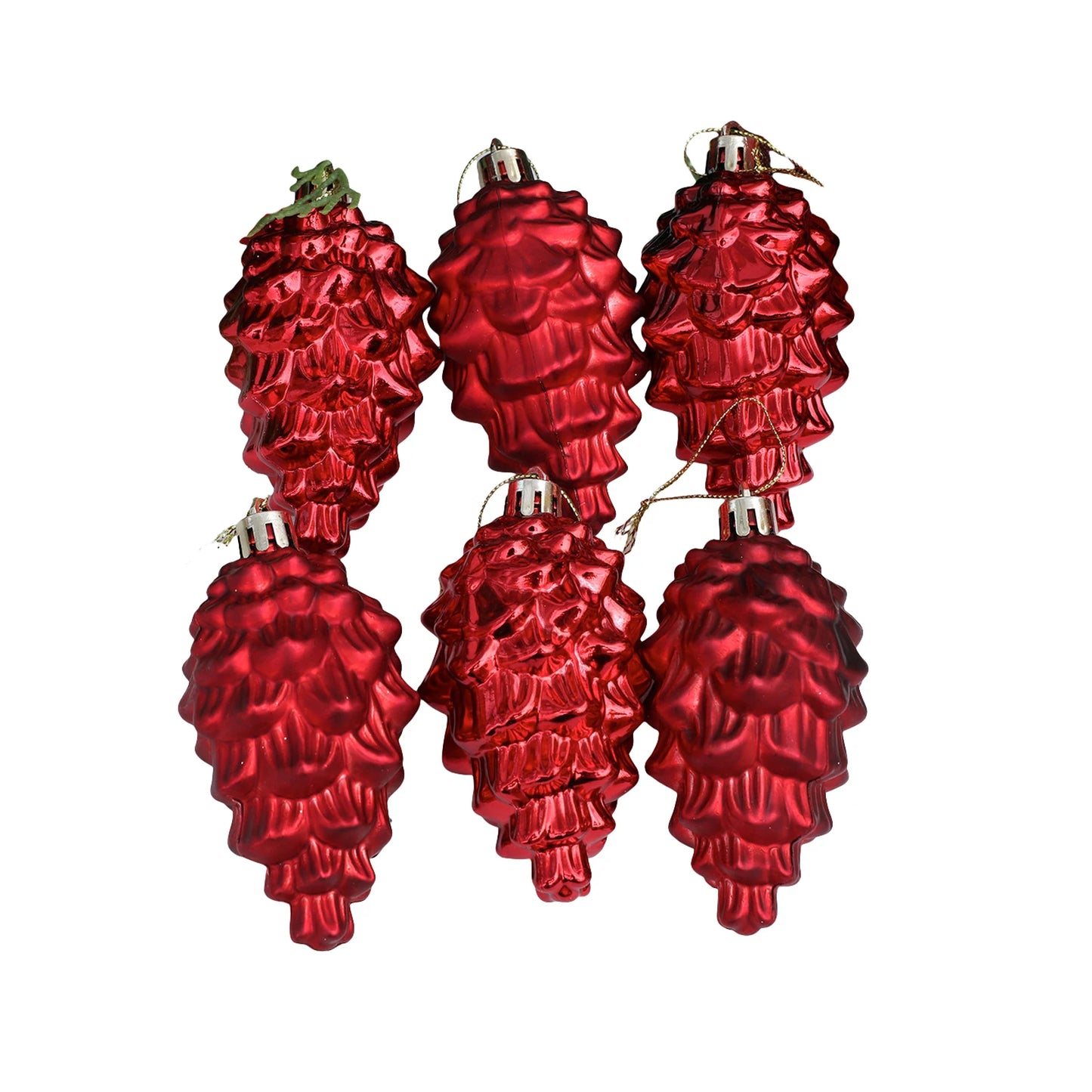 6PCS Christmas Pinecone Tree Ornaments Cute Plastic Pine Cone Ornaments Hanging Decorations for Home