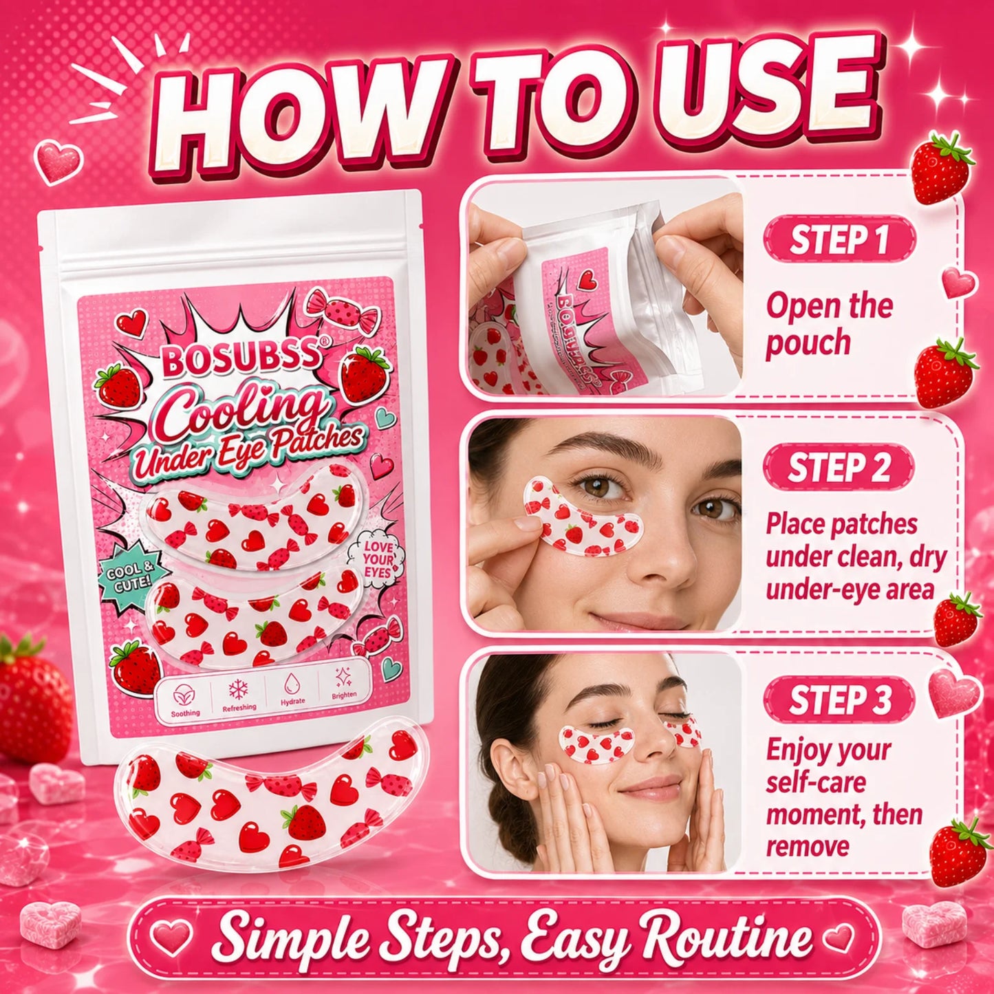 4 Pairs Eye Patches, Under Eye Care Stickers, Comfortable Fit Design, Daily Beauty Skin Care Essentials