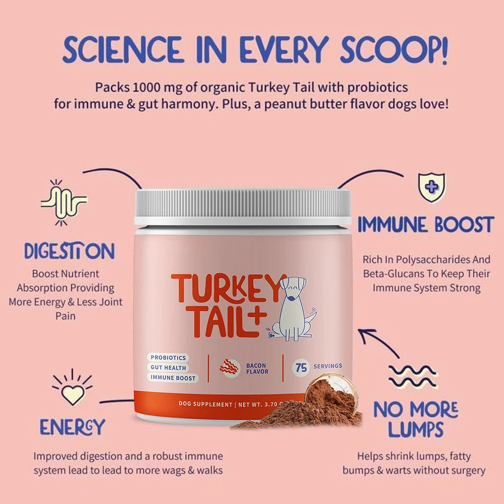 100g Turkey Tail Mushroom Supplements for Dogs Pet Turkey Tail Mushroom Supplement Support Premium Vitamins for Pet Health Care