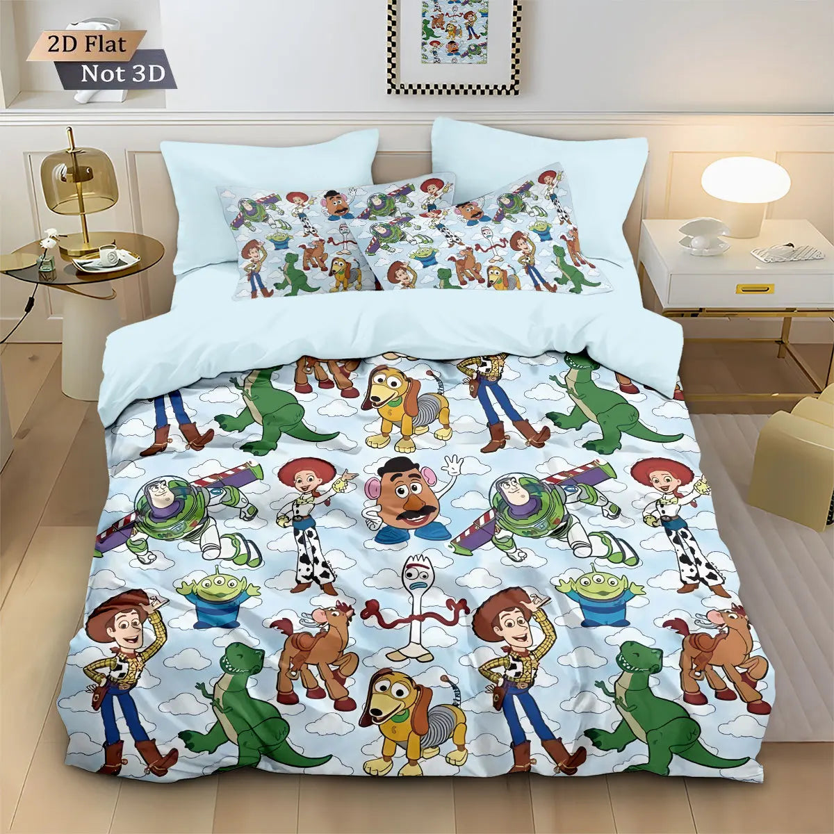 Story Animation Boy Quilt Cover Set 2-Piece, 3D Printed Bedding Set With Zipper and Pillowcases 75*50cm for Teens And Adults
