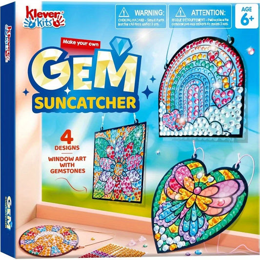 JOYFY 4PCS Window Art Suncatcher Kits Fun Gem Painting Kits Diamond Art for Boys Girls Birthdays Christmas Gift