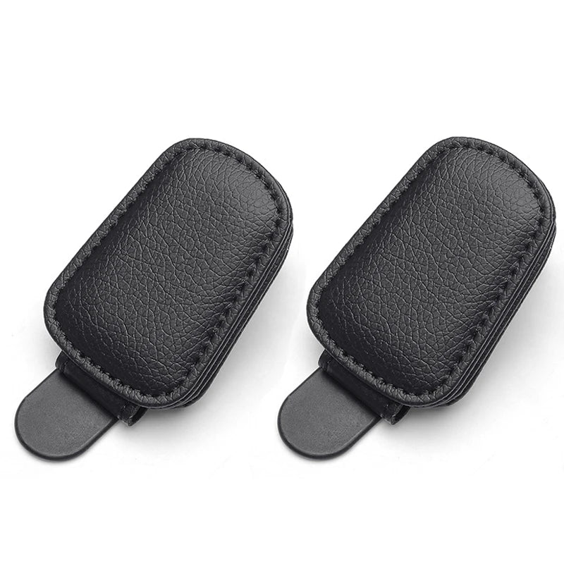 1/2Pc Sunglasses Holder Is Suitable for Car Sun Shades Magnetic Leather Sunglasses Clip and Ticket Clip Car Sunshade Accessories