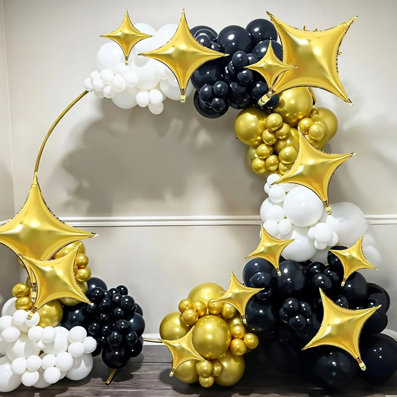 30pcs Gold Silver Foil Star Balloons Set 26inch 10inch Shiny Polyester Four Pointed Star Foil Balloons Strong Atmosphere Party Decorations For Birthdays Weddings Christmas New Year Holiday Celebration Supplies Christmas Essen