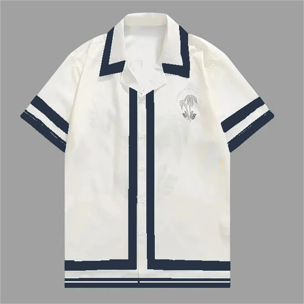2025 Men's Short Sleeve Shirts Fashion Shirts Hawaiian Casual Comfortable Vacation Travel Oversized Tops camisa blanca hombre