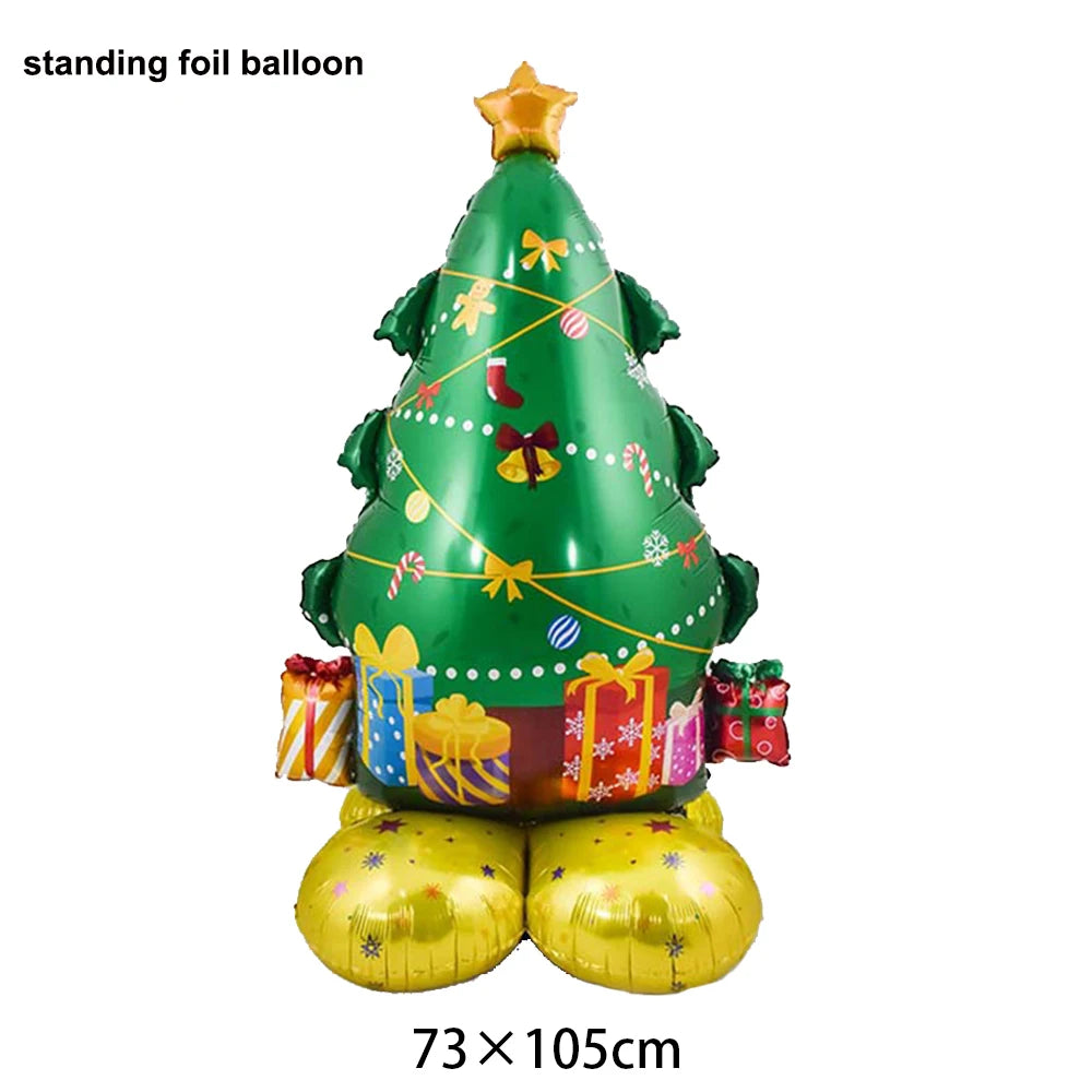 Standing Christmas Santa Claus Foil Balloon Christmas Tree Street Light Balloons Christmas Home Indoor Party Decorations New Yea