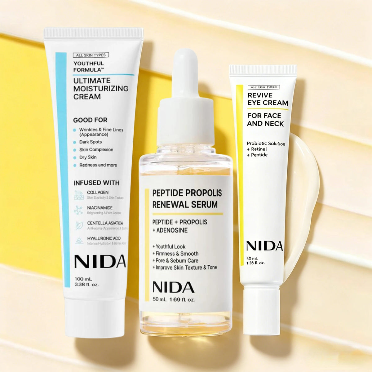 Korea NIDA Skin Care - Retinol Probiotic Eye Cream, Ultimate Moisturizing Cream, Rejuvenation Facial Serum, Skin Barrier Repair