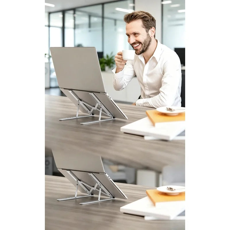 Adjustable Foldable Aluminum Alloy Laptop Stand, Portable Lifting Cooling Non-Slip Notebook Computer Holder Bracket