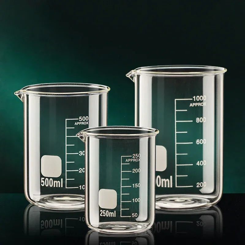 JUSTINLAU High Borosilicate Glass Beaker Clear Measuring Cup with Scale Laboratory Home Kitchen Baking Tool Multifunction Supply