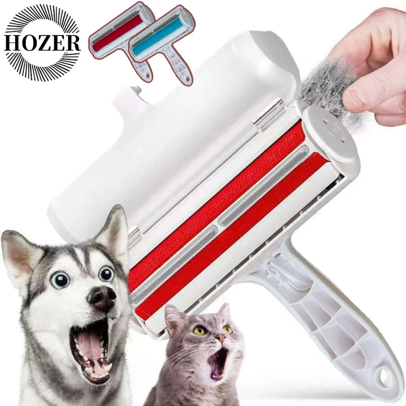 Pet Hair Removal Mitts & Rollers For Cats and Dogs Reusable Self-Cleaning Lint Roller Set For Furniture Couch Carpet