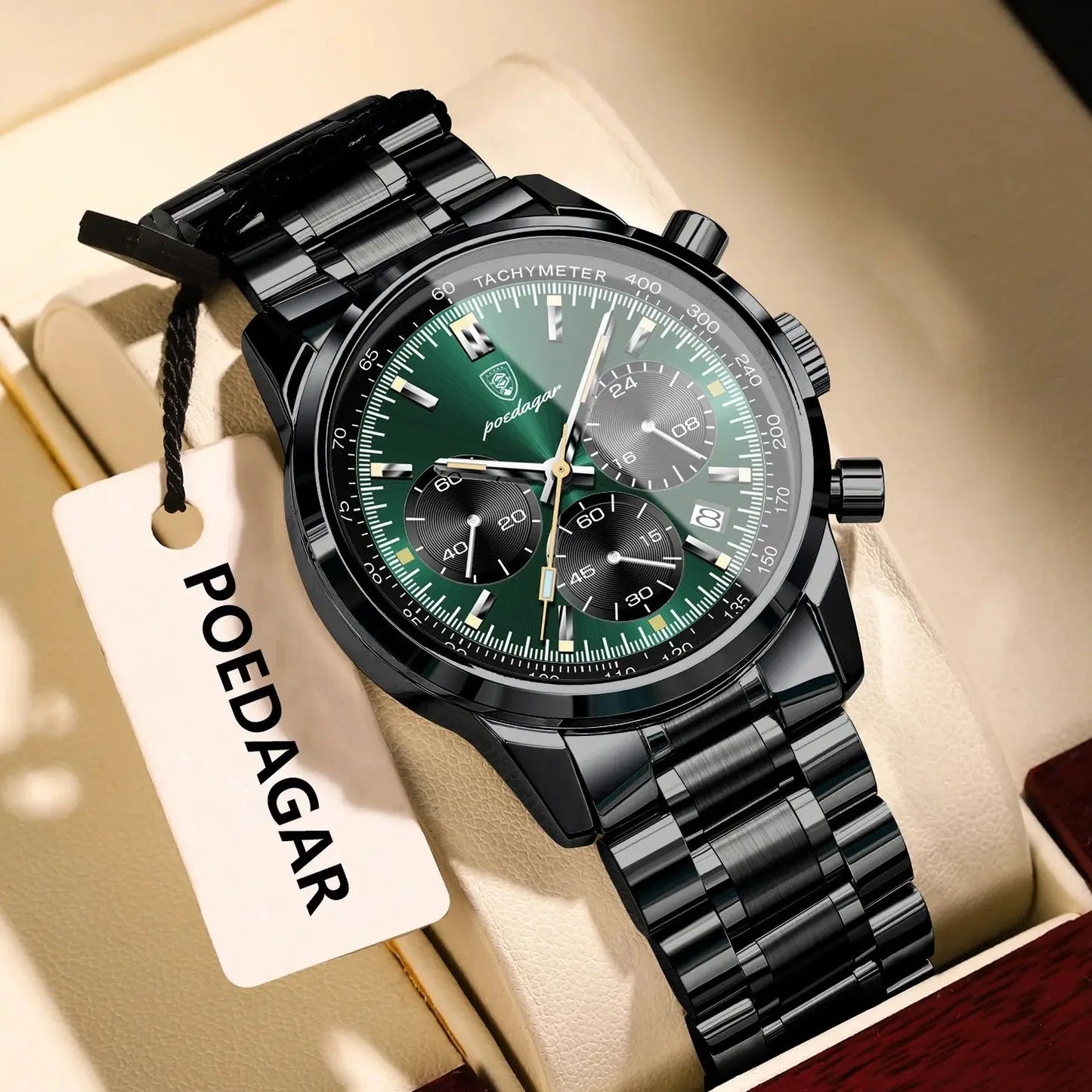 POEDAGAR Top Luxury Men Watch Waterproof Luminous Date Chronograph Fashion Men's Quartz Watch Stainless Steel Sports Man Watches