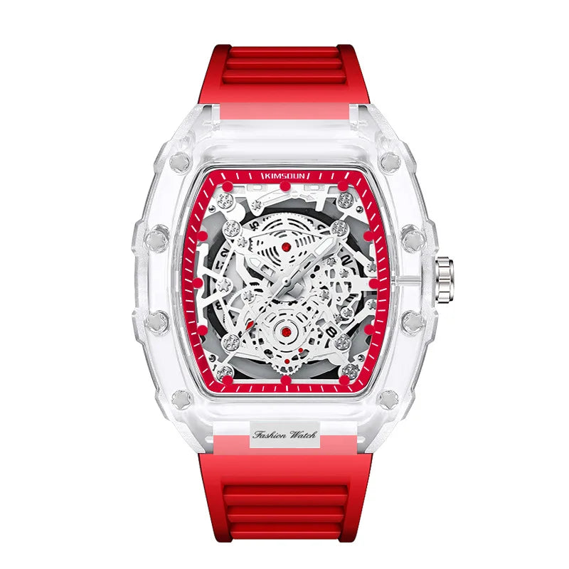 UTHAI BK134 Fashionable Men Watch Barrel Shaped Transparent Waterproof Quartz Watch Sports Clock Gift Watches for Man