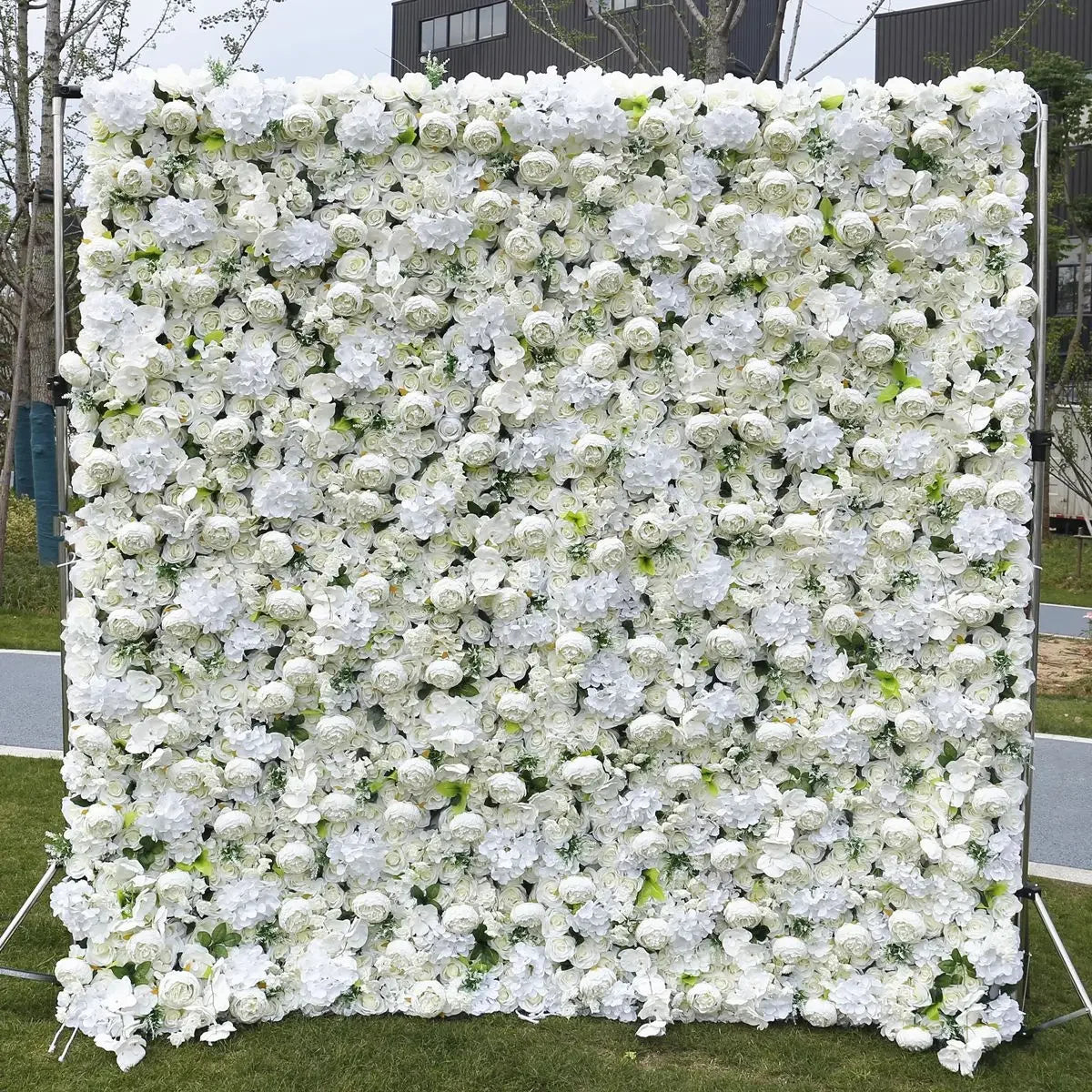 5D White Rose Cloth Flower Wall Artificail Fabric Roll Up Hydrangea Floral Wall Wedding Backdrop Decor Hang Curtain Photo Props