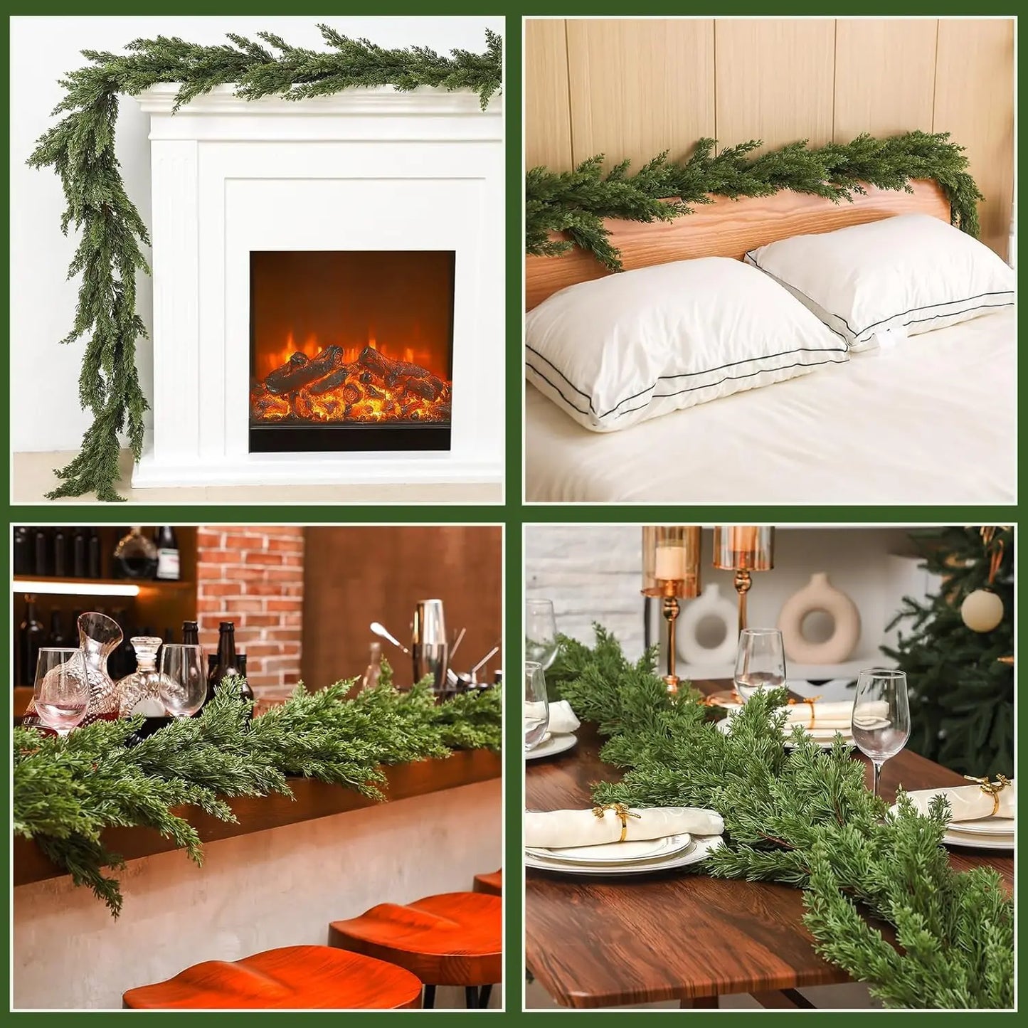 Artificial Plants Christmas Tree Cypress Leaves Garland Home Room Table Party Door Wall Decora Outdoor Yard Pine Rattan Hanging