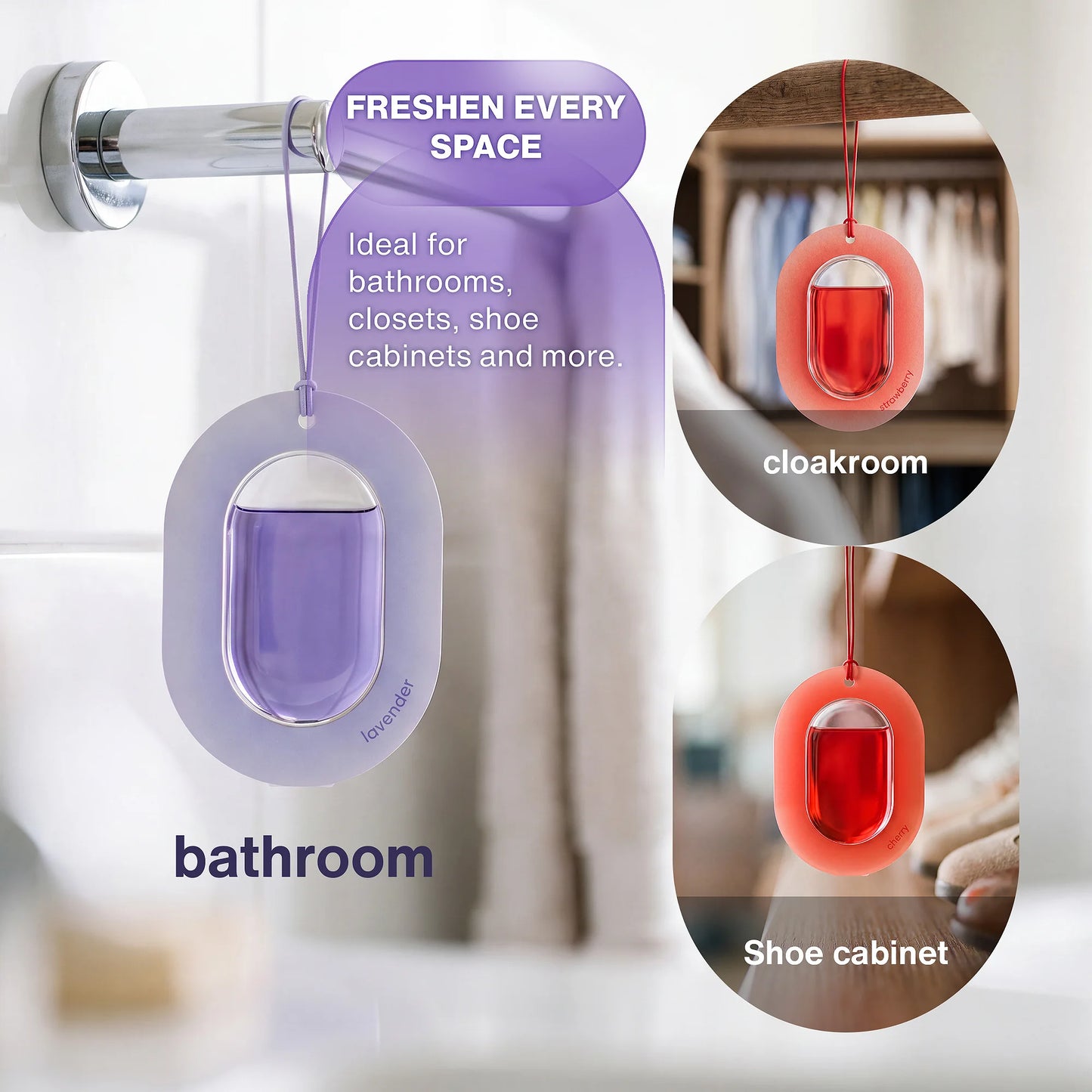 Car-Mounted Essential Oil Fragrance Pendant, Breathable Film Hanging Ornament, Air Freshener for Car/Toilet/Wardrobe&Bathroom