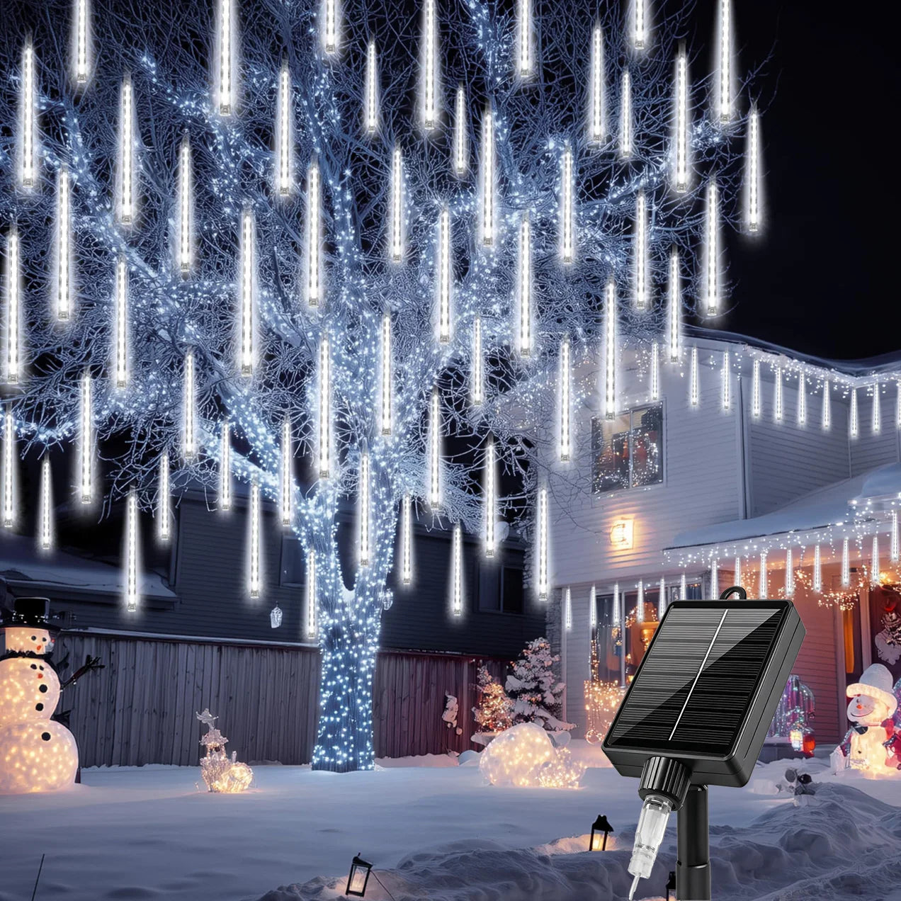 Solar LED Meteor Shower Light String Outdoor Waterproof Fairy Garden Light Christmas Wedding Decoration for Tree Garden Eave