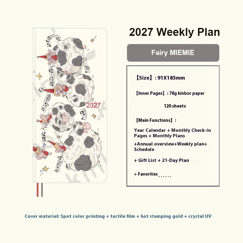 Newest Kinbor 2027 Notebook Agenda Weekly Planner 52g BaChuan Paper Pocket Journal Plan Book Travel Recording School Supplies