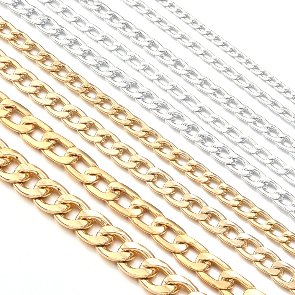 5 Yards/Roll Aluminum Chain Gold Silver Color O-Shaped Twist Cross Metal Chain For Jewelry Making DIY Necklace Bracelet Supplies