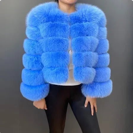 Women Autumn Winter Faux Fur Fox Coats Short Coat Jackets Elegant Jacket Furry Outerwear Party White Thick Warm Y2k Coats