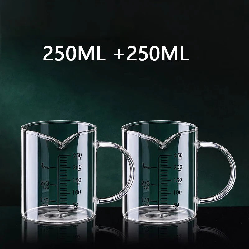 YWDL 1/2pcs Glass Measuring Cup With Handle Heat-resistant Laboratory Beaker Kitchen Milk Coffe Measuring Mug 250/350/500/1000ml