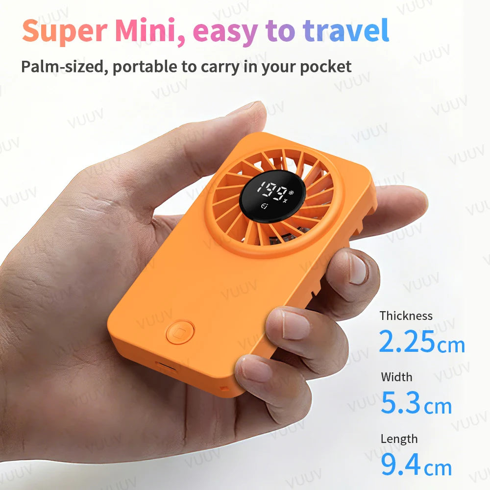 VUUV Portable Handheld Mini Fan 5 Speed Adjustable Type-C Rechargeable Fan Pocket Fan Outdoor