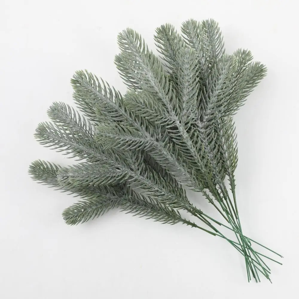 24pcs Christmas Tree Pine Branches Artificial Fake Plants Snow Pines Garland For Christmas Wreath Party Decor Xmas Ornament