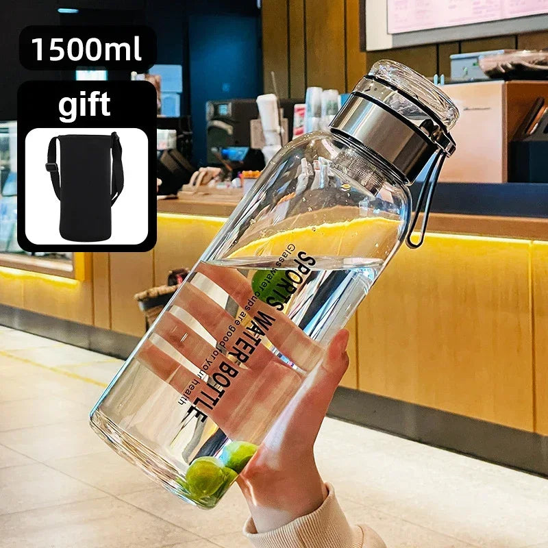 0.75-2L Large Capacity Glass Water Bottle Transparent Milk Juice Cup Outdoor Portable Leakproof Drinkware Tea Water Glass Bottle