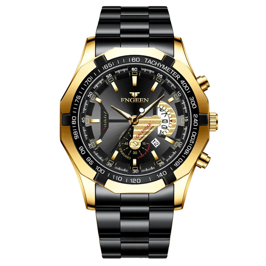 BINBOND Luxury Quartz Wristwatches For Men Luminous Waterproof Auto Date Men's Watch Stainless Steel Reloj Free Ship