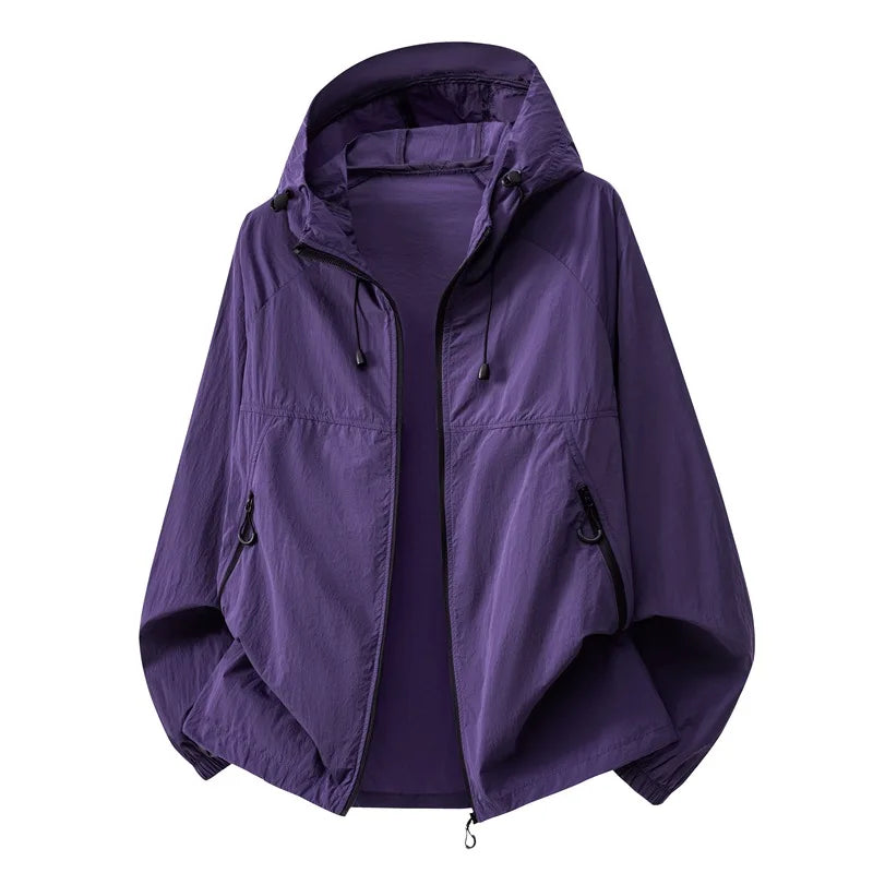 UPF50+ New Fashion Couple's Trendy Ultra-thin Hooded Sunscreen Jackets Men Summer Outwear Casual Breathable Coats windbreaker 4X
