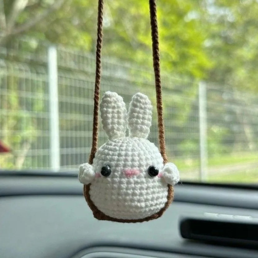 1 PC New Handmade Knitted Charms Cute Frog, Penguin,Duck,Chick ,Rabbit Animal Car Charms Car Decoration Cute Car Accessories