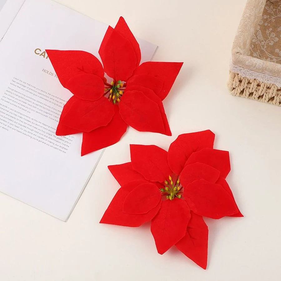 20/40 Pcs Artificial Flower Red Wedding Christmas Tree Party Garden Decor Home Table Vase Scrapbook Garden Archway Backdrop Wall