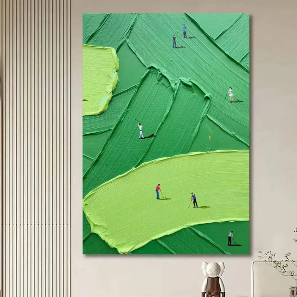 Mintura,Handpaintd Abstract Texture Green Tennis Court Oil Painting on Canvas,Modern 3D Knife Art Poster,Wall Picture,Home Decor