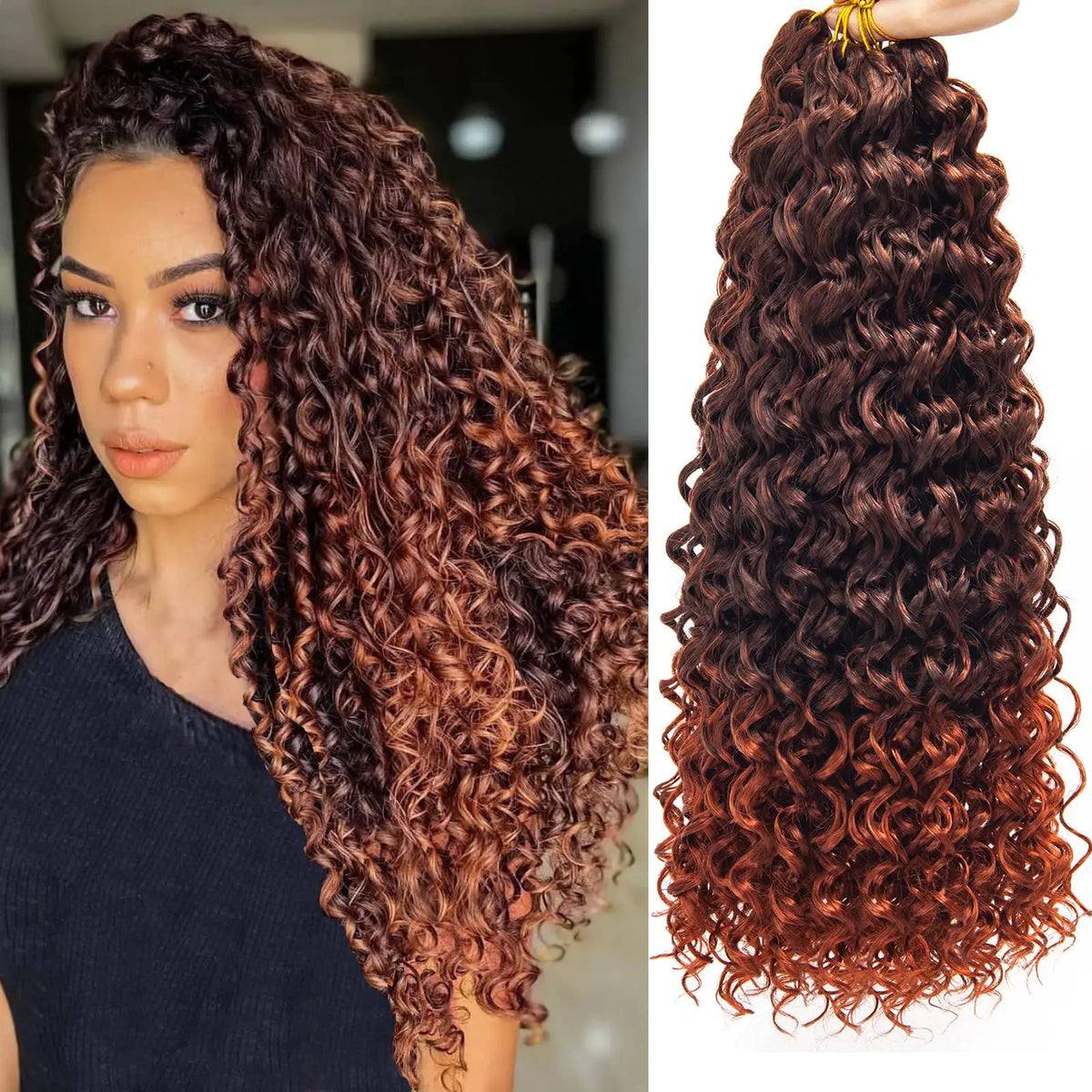 18" GoGo Curl Crochet Hair Extensions for Black Women Beach Curl Bohemian Deep Wave Braiding Hair Synthetic Braids