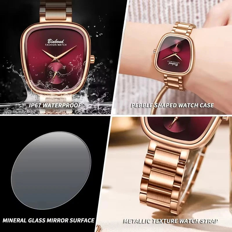 BINBOND Luxury Fashion Women's Watch Waterproof Stainless Steel Women's Watch Simple High Quality Quartz Watch Watches for Woman
