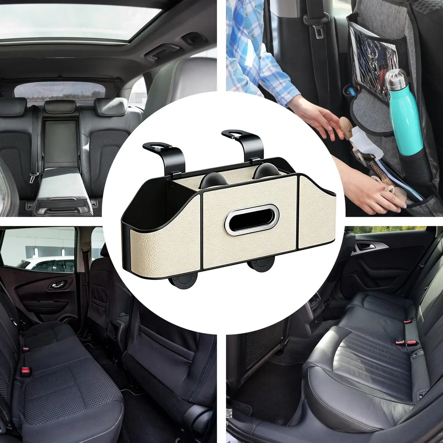 Back Seat Car Organizer with Cup Holder, Waterproof Wear-resistant Storage Bag, Universal Interior Organizer for Vehicle RV