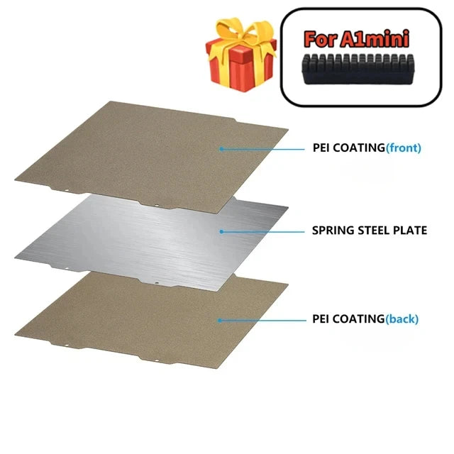 For Bambu Lab A1 Mini Build Plate Double Sided H1H PEY PEO PET PEI Bed Spring Steel Sheet Pei Sheet 184x184 for Bambulab A1 Mini