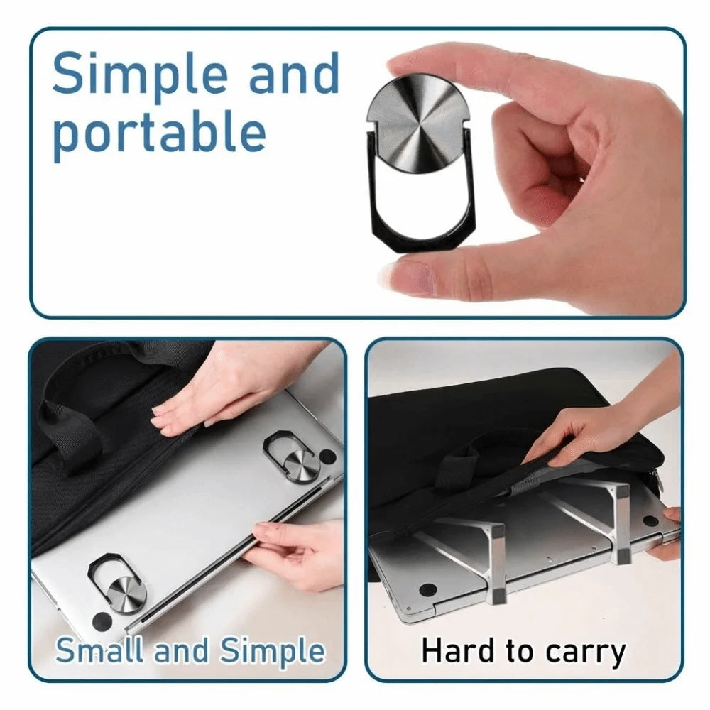 1 Pair Universal Alloy Laptop Stand Aluminium Alloy Foldable Notebook Bracket Non-slip Invisible Support Desktop Holder
