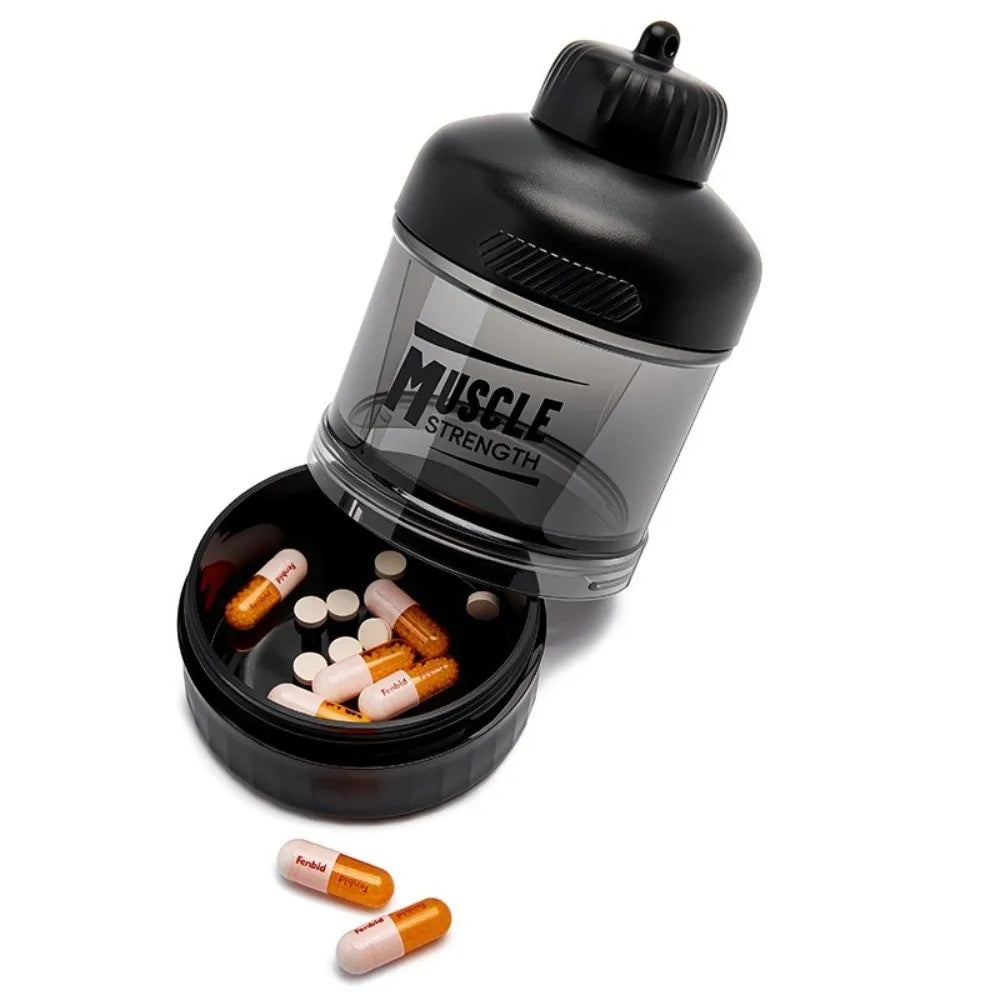 High Quality 1/2/3 Layer Protein Powder Box Portable Plastic Medicine Box with Mountaineering Buckle Layered Storage Snack Can