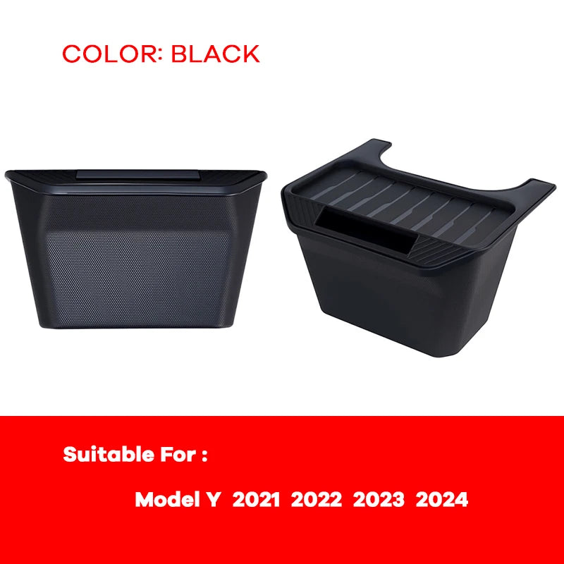 Rear Seat Storage Box for Tesla Model Y 2021 2022 2023 2024 Organizer Center Console Bins Backseat Trash Can Garbage Accessories