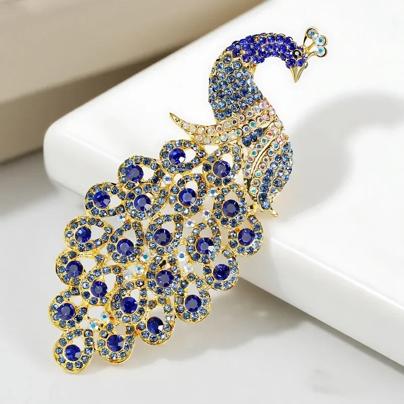Luxury Peacock Feather Brooch, Sparkling Rhinestone Jewelry, Elegant Women's Daily & Formal Accessory Gift