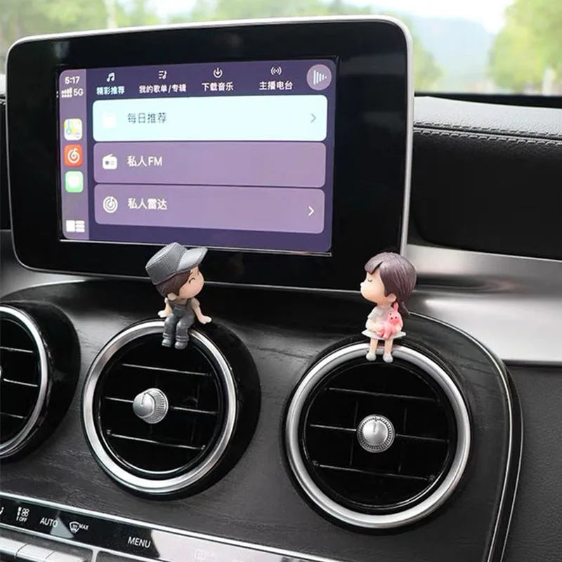 Car Accessories Cute Cartoon Couples Action Figure Figurines Balloon Ornament Auto Interior Dashboard for Girls Gifts