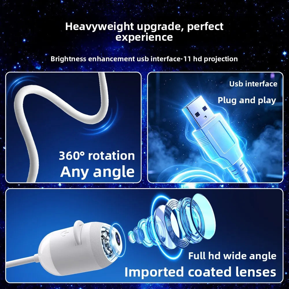 USB Starry Sky Projector Light, Adjustable-Angle Car Ambient Light,Decorative Light for Bedrooms, Living Rooms,and Car Interiors