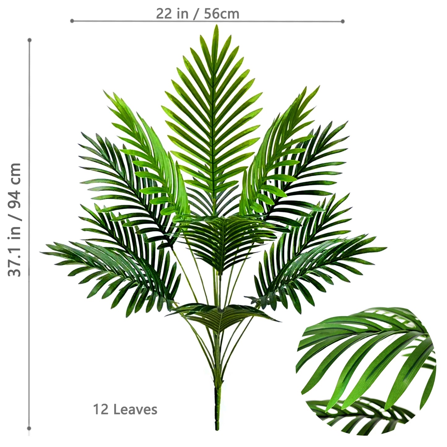52-145cm  Artificial Palm Tree Tropical Fake Plant Green Plastic Palm Leaf Branches Suitable for Home Garden Decoration