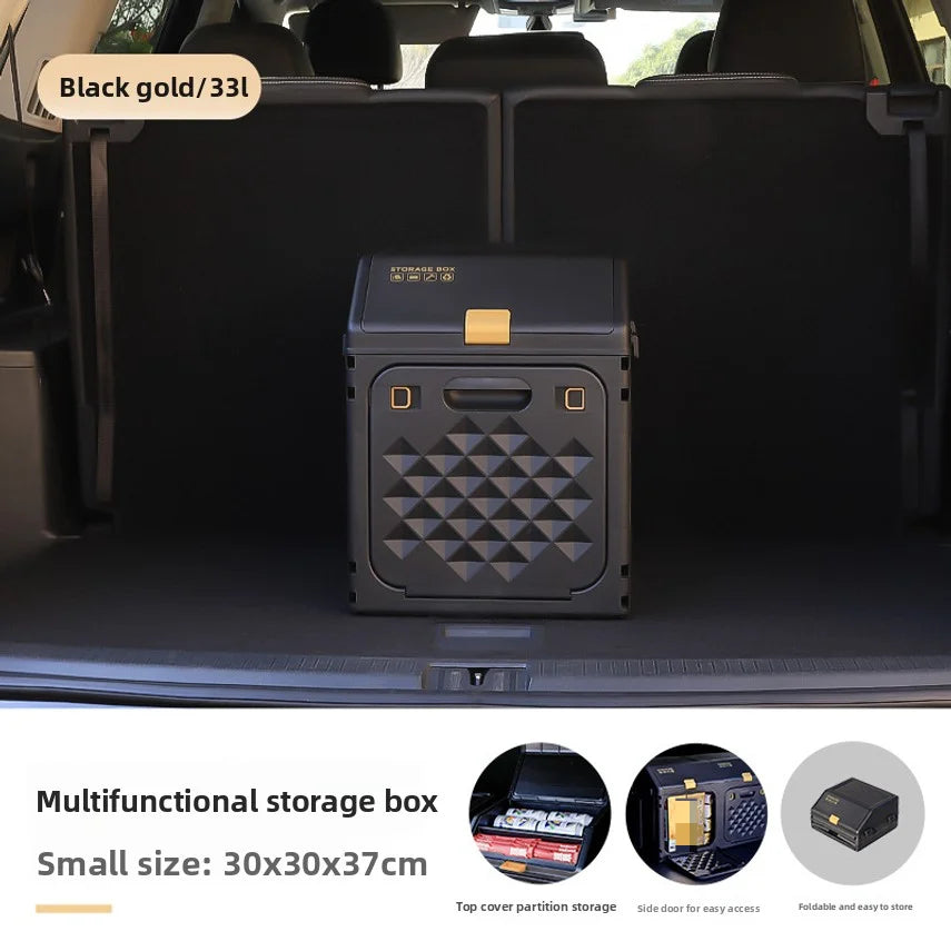 Car Trunk Storage Box, Vehicle Tail Box Organizer, Outdoor Camping Foldable Miscellaneous Box With Layered Shoe Compartment