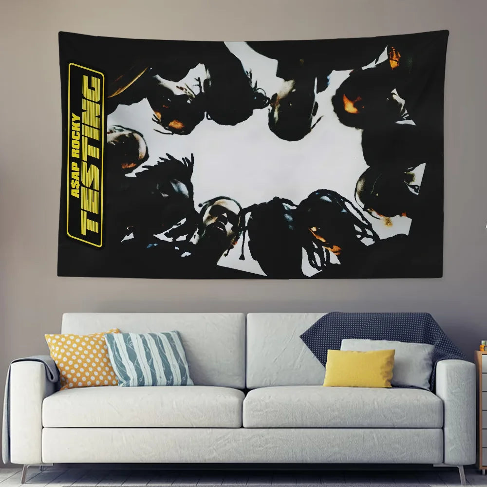 Rapper A-Asap R-Rocky Testing Tapestry Background Hanging Cloth Bedroom Room Decor Aesthetic Tapestry Wall Party