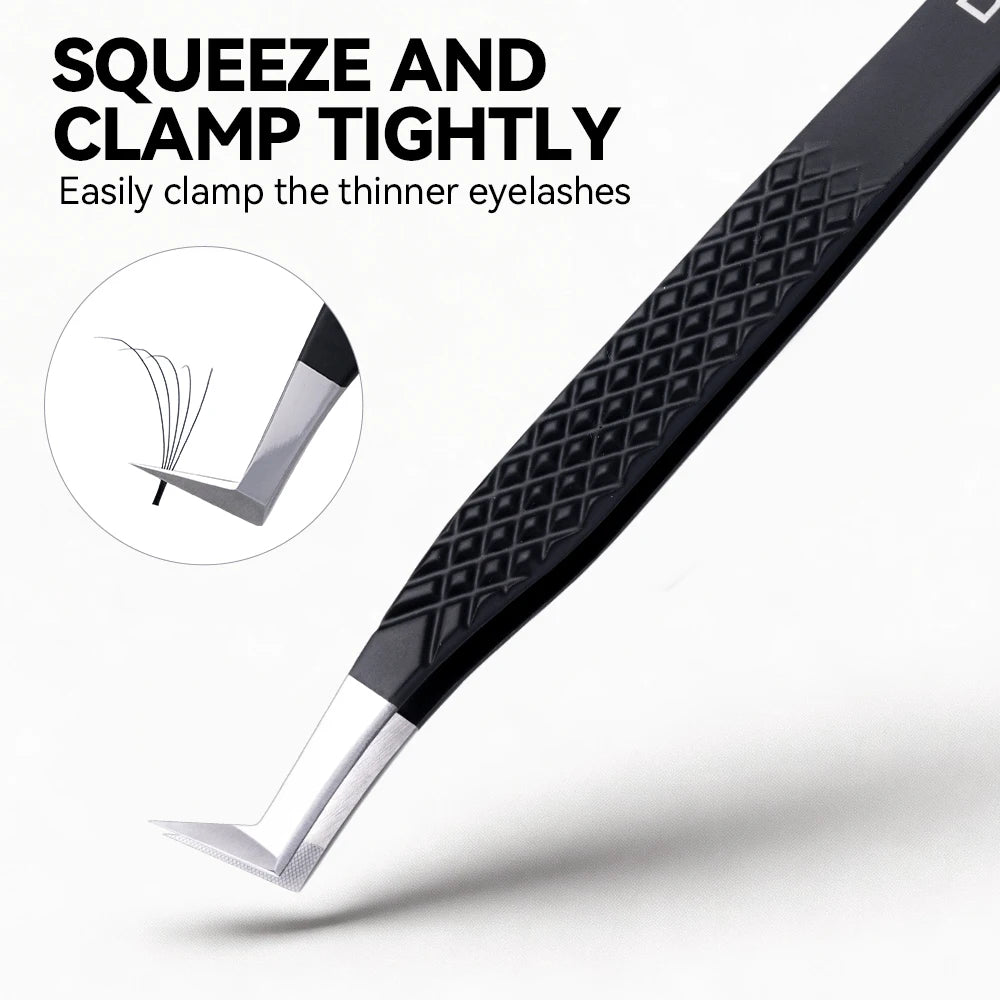 DAMMAN Fiber Tip Lash Extensions Tweezers Professional Anti-slip Eyelash Tweezers Stainless Steel Lash Tweezers Makeup Tools