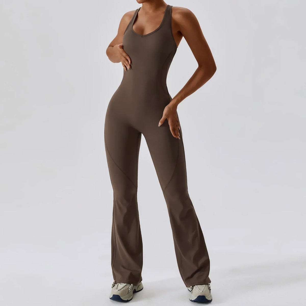 Women Sports Jumpsuits Flare Leggings Pad One-Piece Sports Bodysuit Dancing Yoga Clothes Tracksuit Gym Tights Activewear