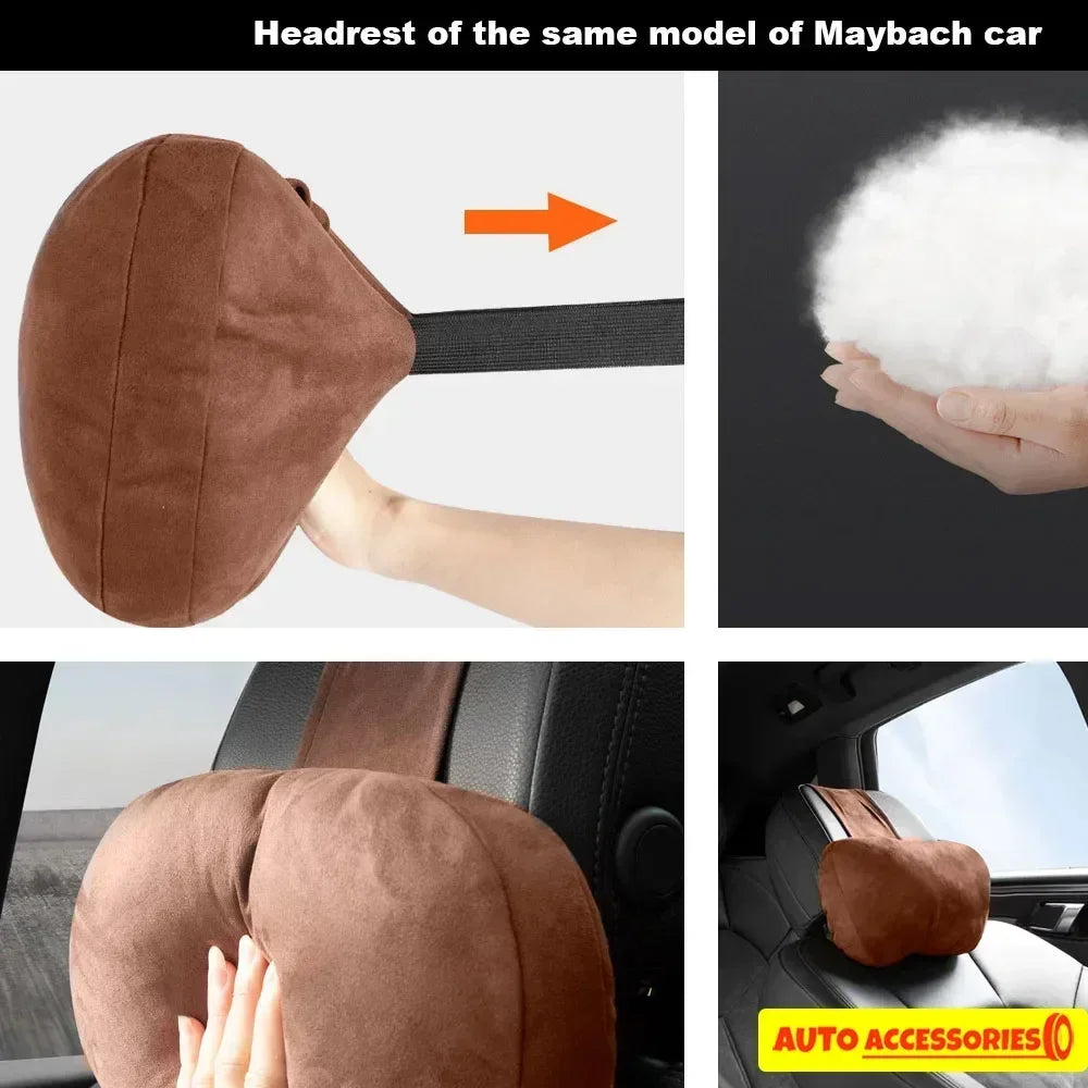 2PCS Car Headrest Neck Support Seat / Maybach Design S Class Soft Universal Adjustable Car Pillow Neck Rest Cushion High Quality